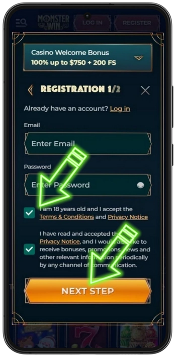 Accept Monsterwin terms
